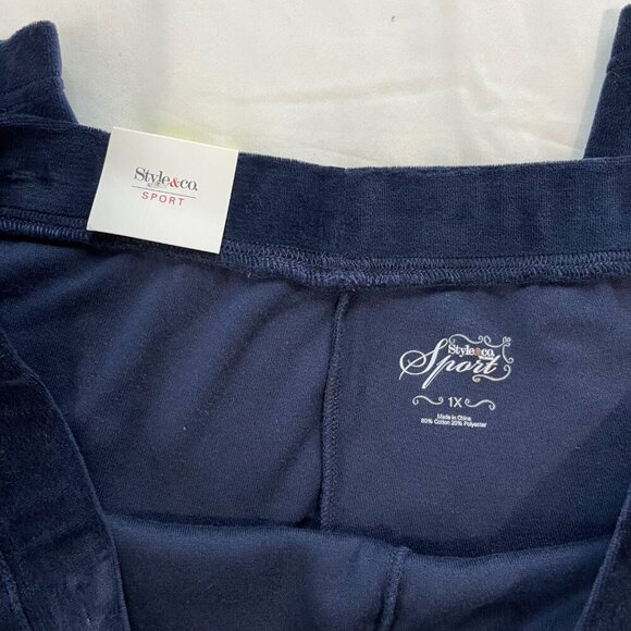 Style & Co Navy Blue Straight Leg High Waist Velour Lounge Pants NWT | Size XL - Picture 4 of 6